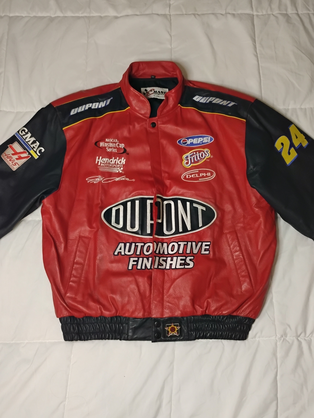 Vintage Chase Authentics Jeff Gordon 24 Leather NASCAR Racing Jacket Size XL